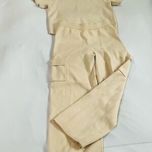 Kids Cream Matching Set with Straight Leg Pants